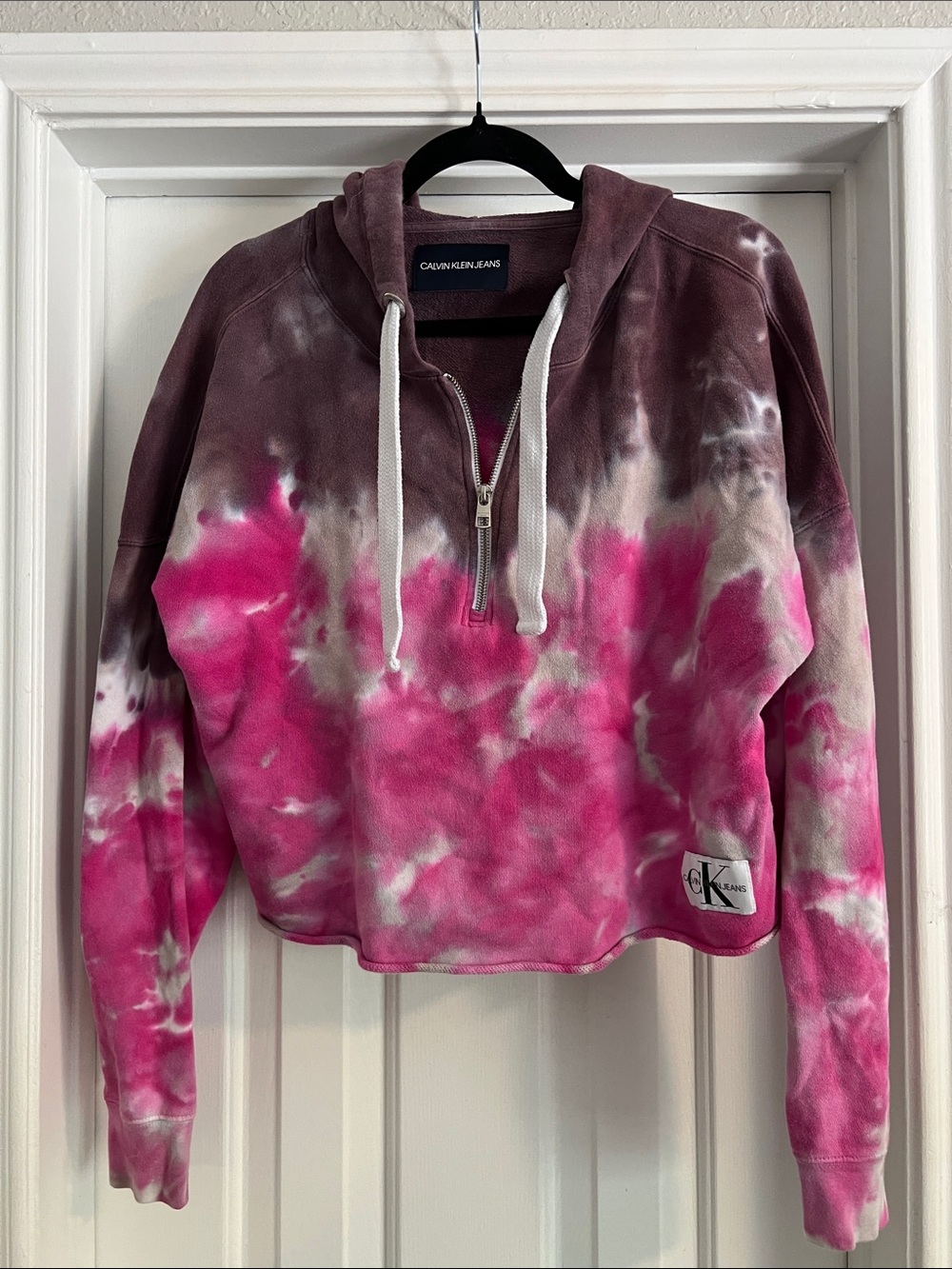 Pink & Purple Tie Dye Crop Hoodie